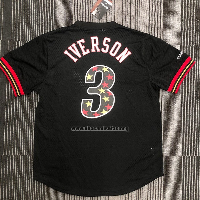 Camiseta Manga Corta Philadelphia 76ers Allen Iverson NO 3 Negro2